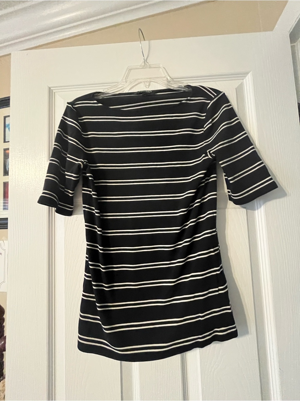 Lauren Ralph Lauren Black and White Striped Midi Dress